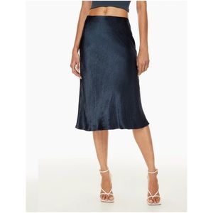 Babaton Aritzia • Slip Midi Skirt in Navy